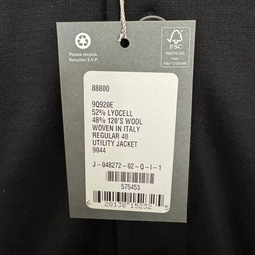 $695 - NWT - Samuelsohn Utility Jacket - Italian Reda 120's Wool - Black - 40